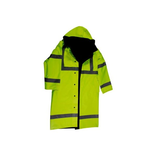 Petra Roc Inc Petra Roc 48" Waterproof Reversible Raincoat, ANSI Class 3, 300D Oxford/PU Coating, Lime/Black, S LRC-48RV-C3-S - main